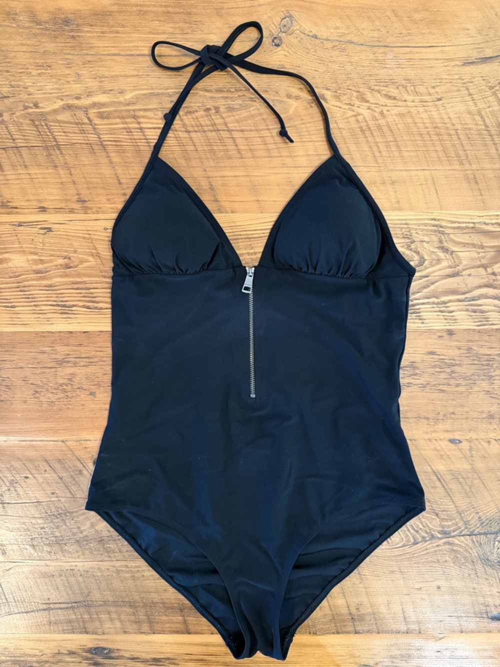 Burberry Brit Black Halter One-Piece Swimsuit with Front Zip NWOT